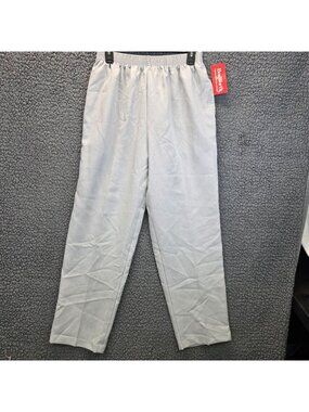 BonWorth Straight Pull On Pants M Gray Silver High Waisted Minimalist Preppy